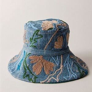 Embroidered Blue Bucket Hat